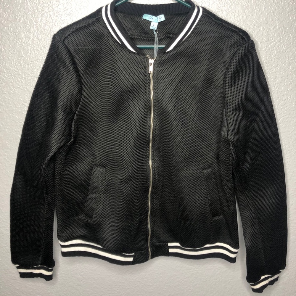 🖤Black Mesh Bomber Jacket🧥